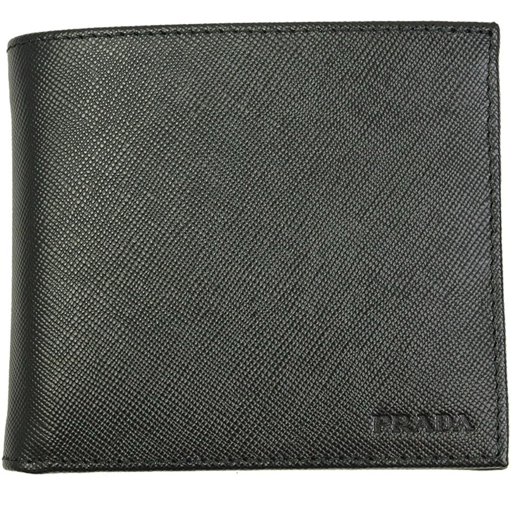 Prada Saffiano bifold Textured Black Leather wallet